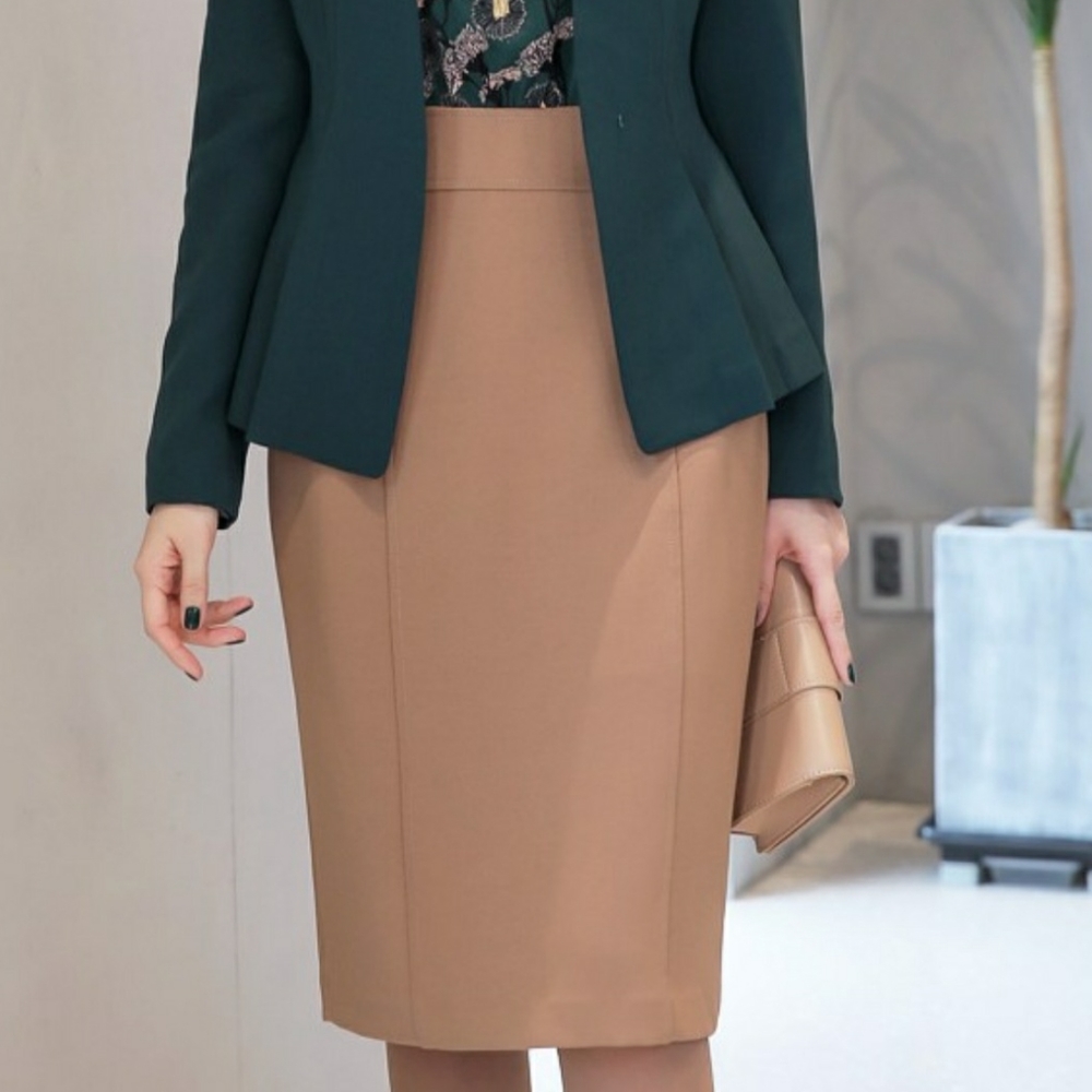 Amelie Camel Paneled Ponte Stretch Pencil Skirt NWT